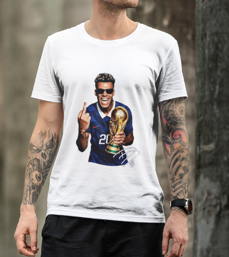 Desire Doue France National Team 20 Trophy Celebration Gesture T-Shirt