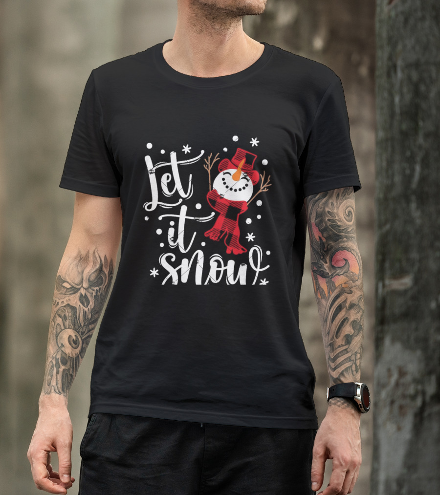 Let It Snow Red Snowman Christmas Magic T-Shirt