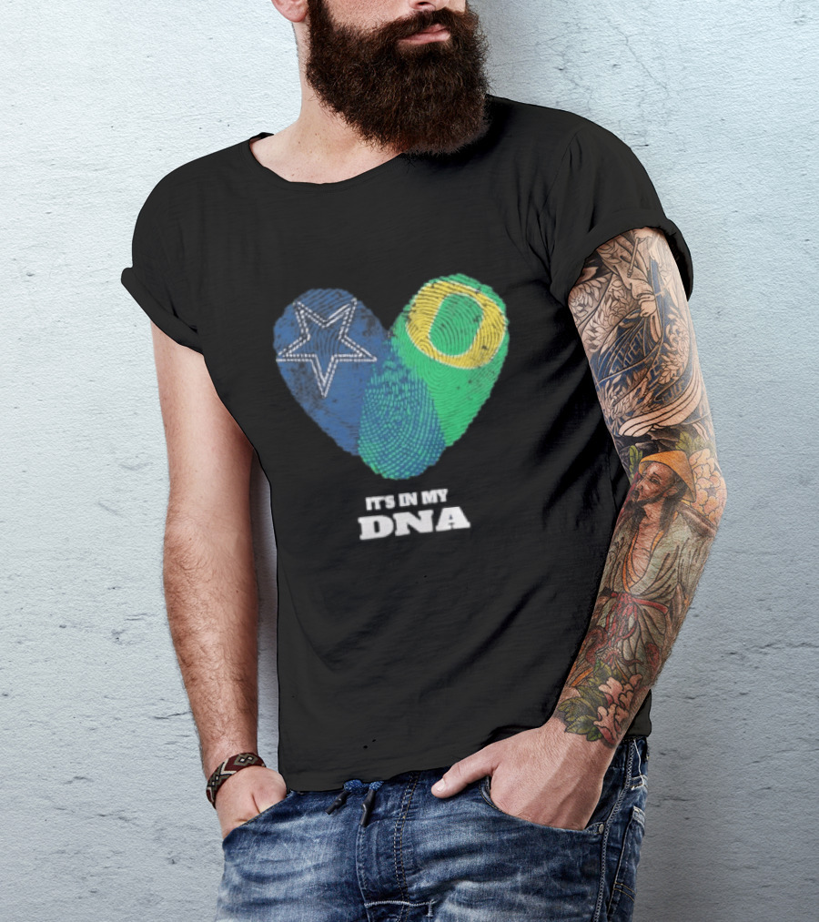 It's In My DNA Dallas Cowboys Oregon Ducks Heart Fingerprint T-Shirt