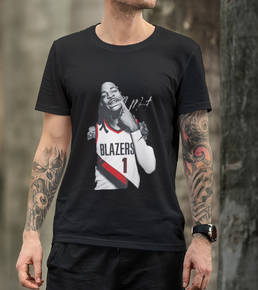 J MT Player Grills Number 1 Blazers T-Shirt