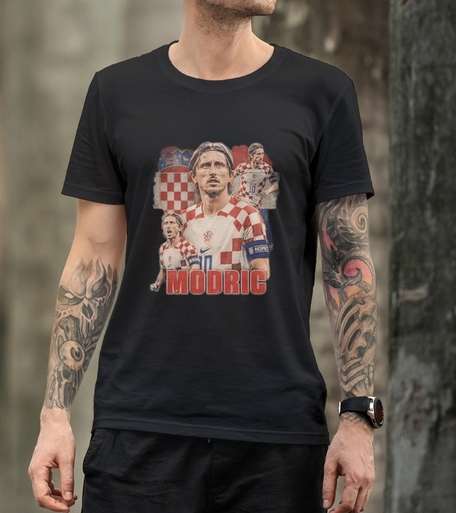 Luka Modric Croatia National Team Footballer With Croatian Flag And Number 10 T-Shirt