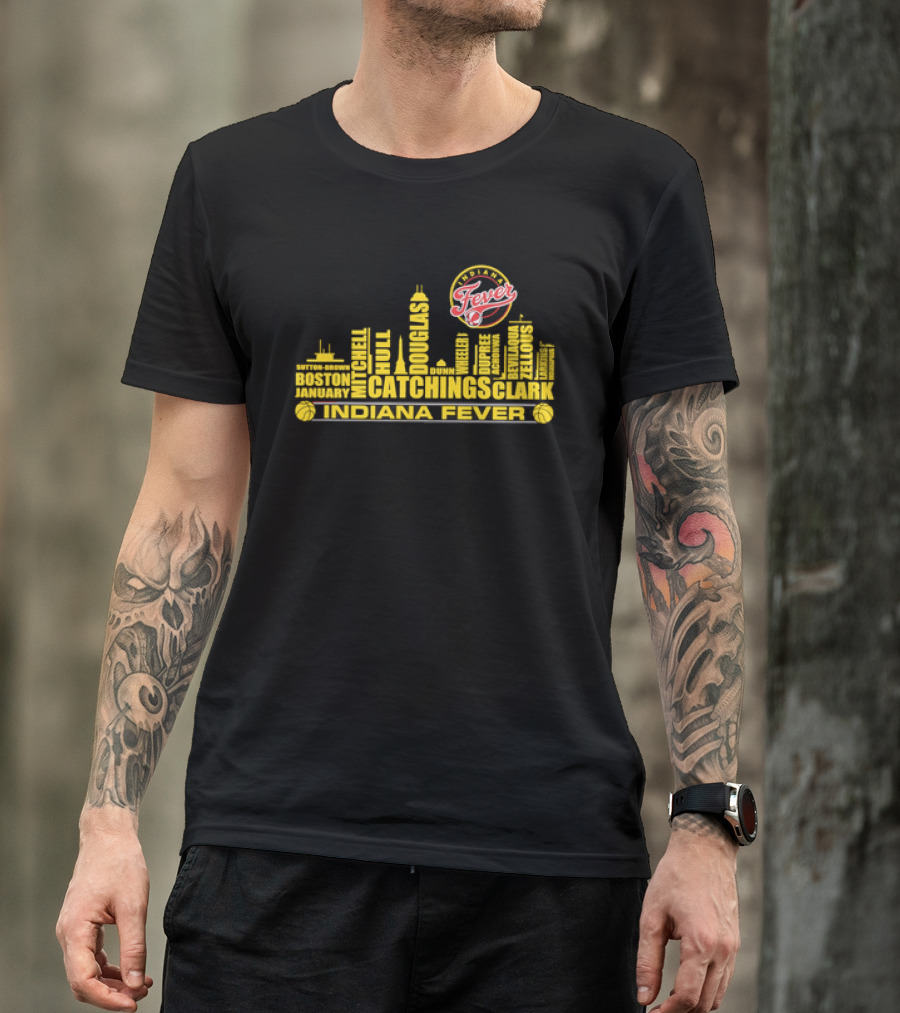 Indiana Fever Tamika Catchings Skyline WNBA Roster T-Shirt