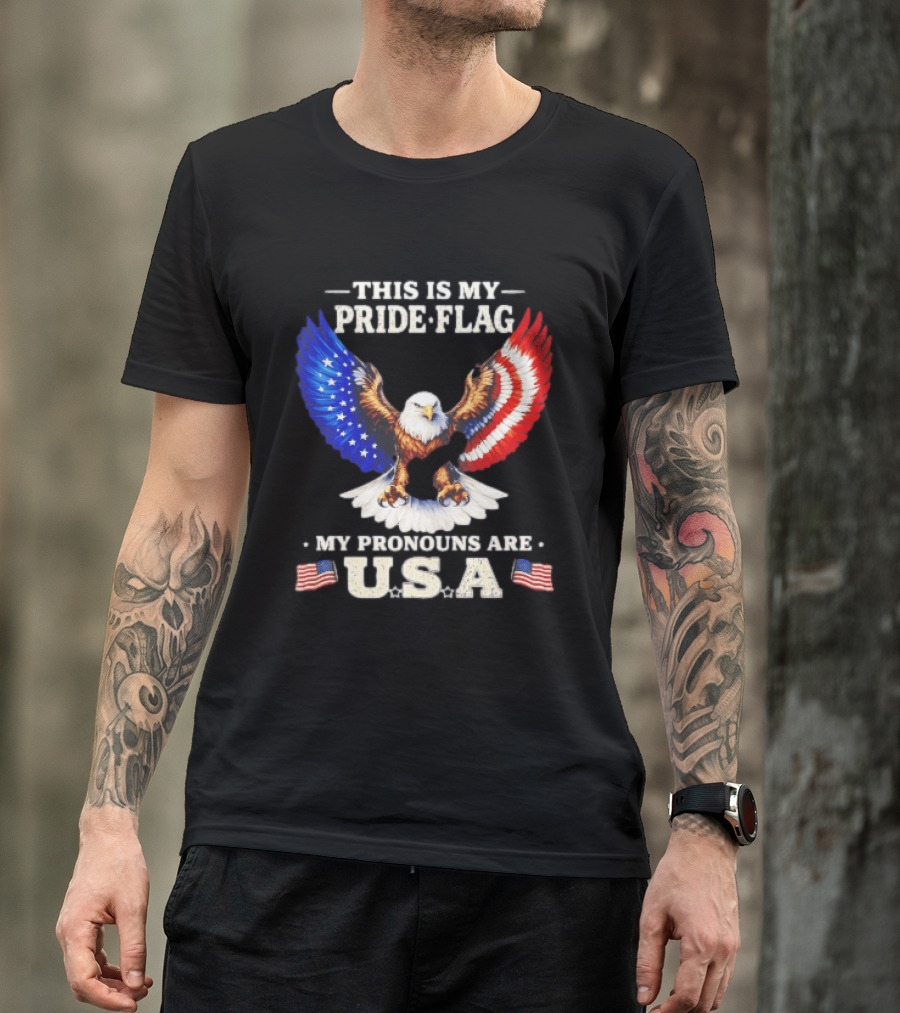 This Is My Pride Flag American Eagle My Pronouns Are USA T-Shirt