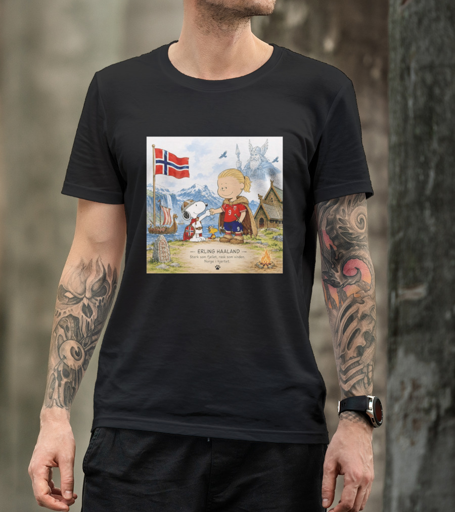 Norway Erling Haaland Snoopy Viking Norsk Sterk Som Fjellet Rask Som Vinden Norge I Hjertet T-Shirt