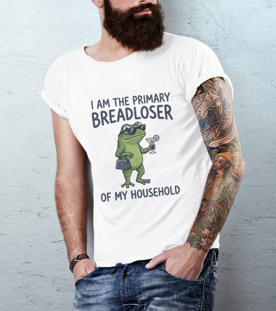 I Am The Primary Breadloser Frog Drinking Cocktail With Handbag And Shades T-Shirt