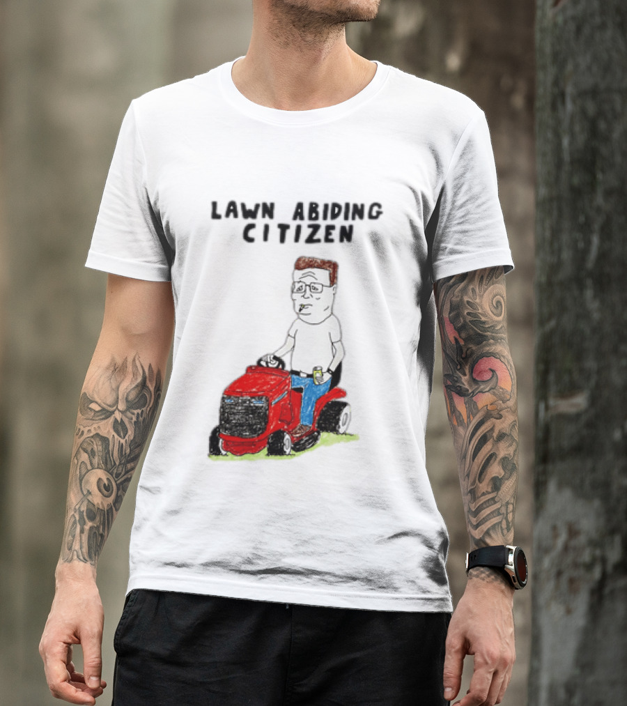 Lawn Abiding Citizen Hank Hill Cartoon Riding Mower Image T-Shirt