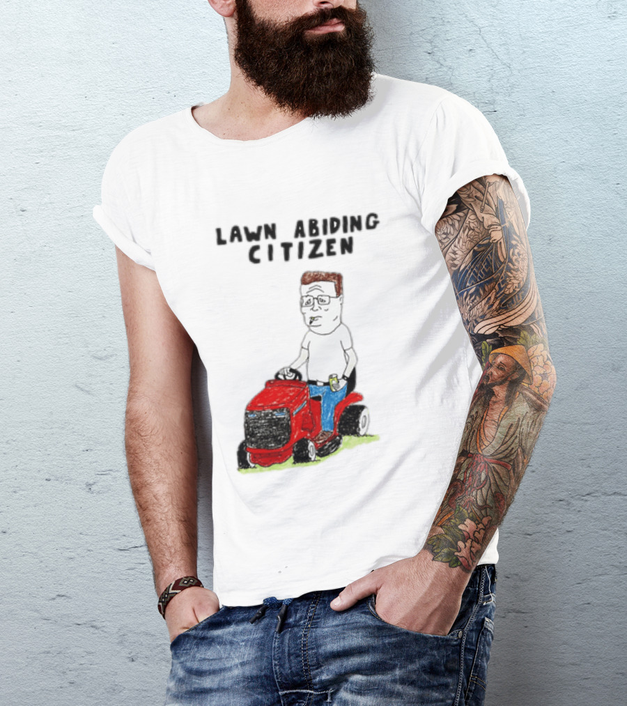 Lawn Abiding Citizen Hank Hill Cartoon Riding Mower Image T-Shirt