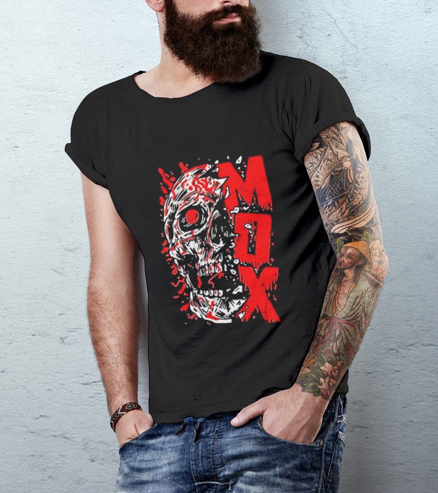 Creepy Zombie Skull MOX Red Splatter T-Shirt