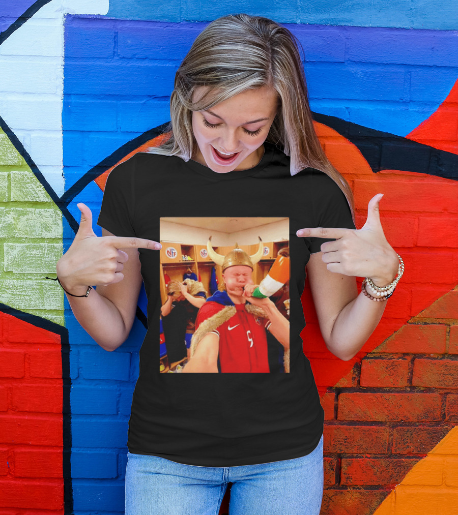 Erling Haaland Norway No 9 Viking Football Celebration Locker Room T-Shirt