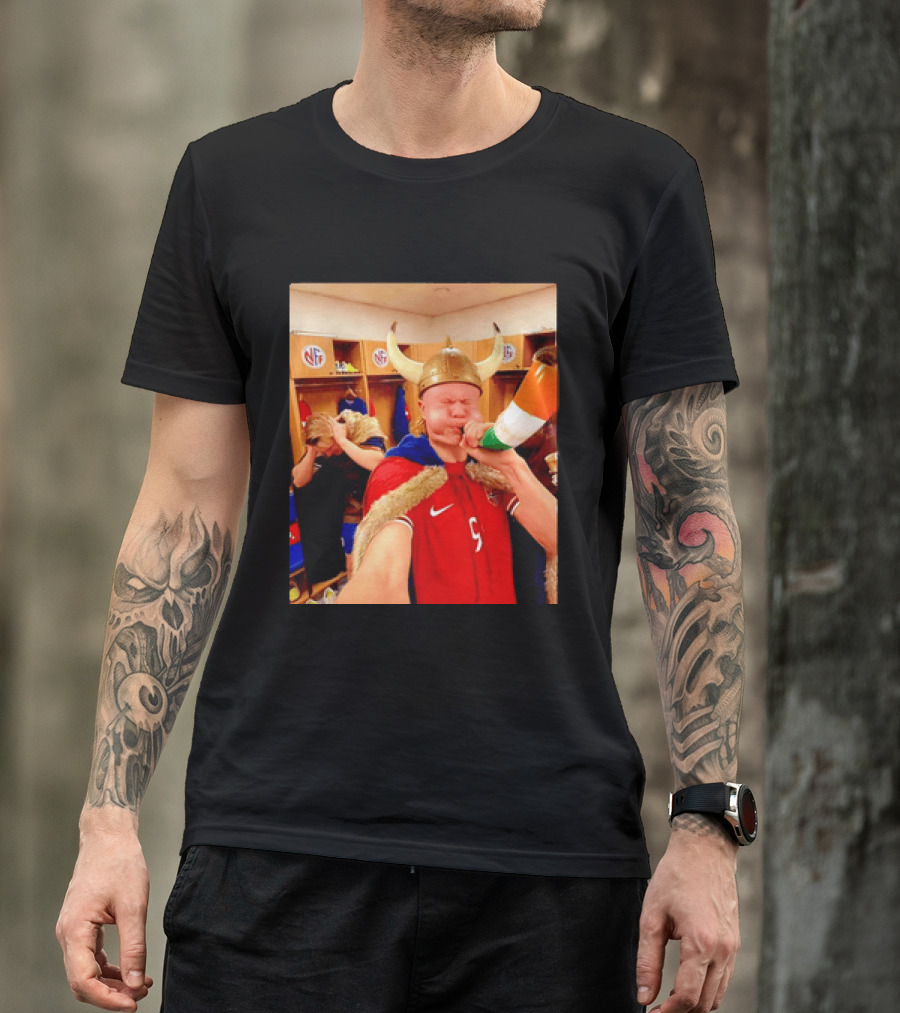 Erling Haaland Norway No 9 Viking Football Celebration Locker Room T-Shirt