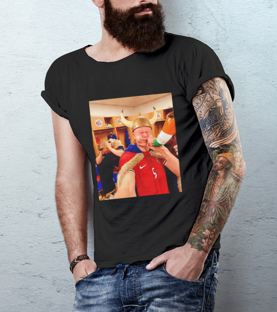 Erling Haaland Norway No 9 Viking Football Celebration Locker Room T-Shirt