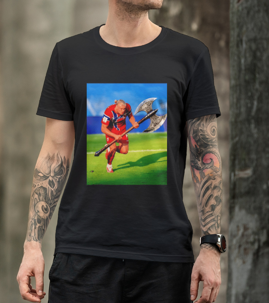 Erling Haaland Norway Viking Warrior Meme Football Team T-Shirt