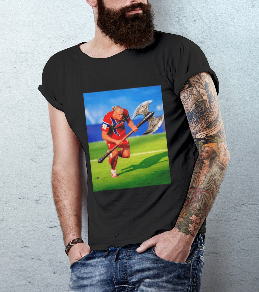 Erling Haaland Norway Viking Warrior Meme Football Team T-Shirt