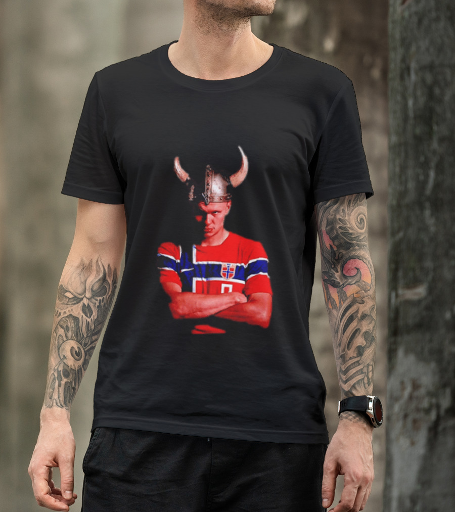 Erling Haaland Norway National Football Team Viking Helmet T-Shirt