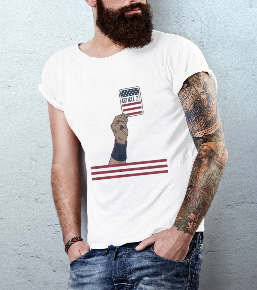 Article 27 USA Hand Constitution American Flag T-Shirt