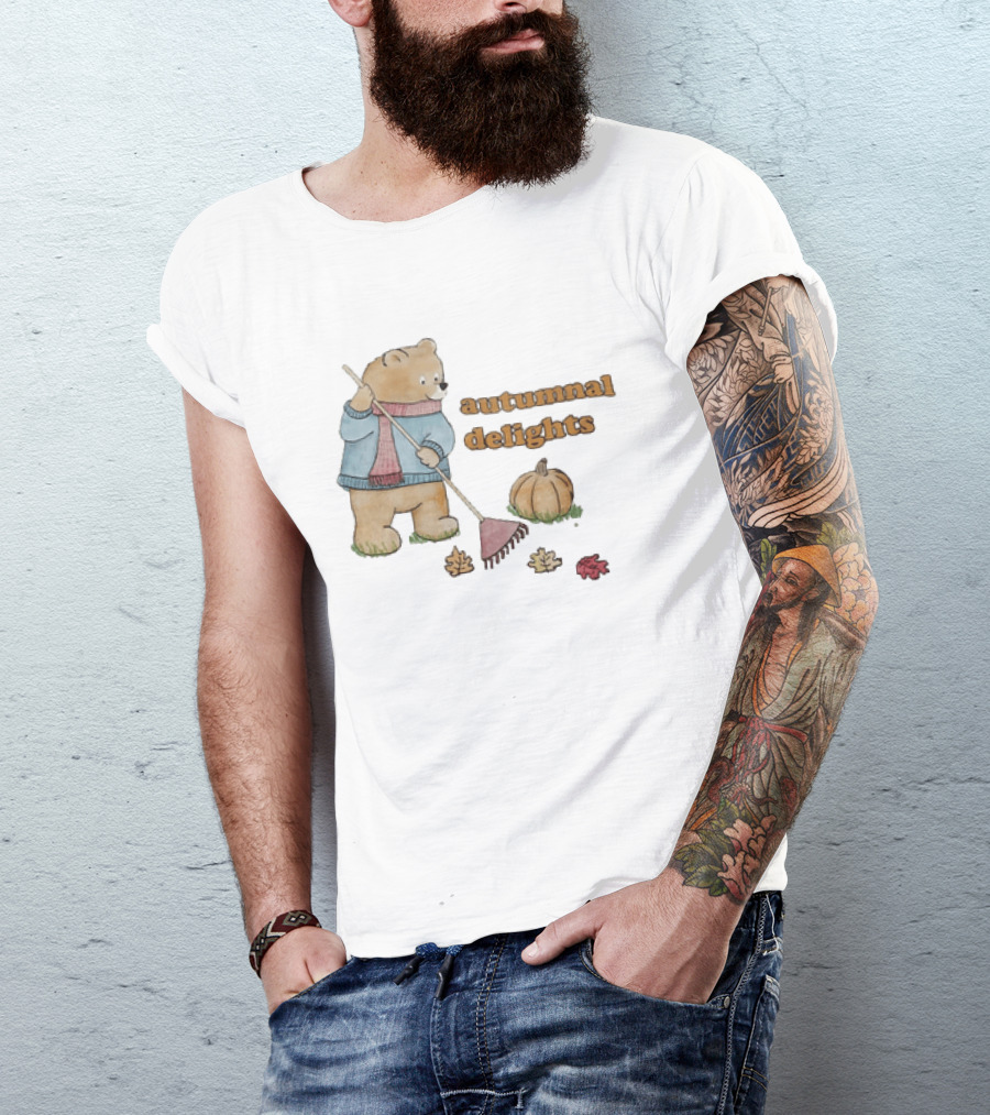 Winnie The Pooh Sorry I'm Busy Yearning For Autumnal Delights Pumpkin And Leaves T-Shirt