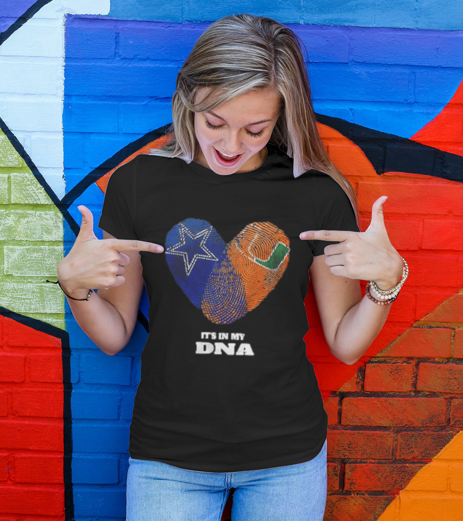 Dallas Cowboys Miami Hurricanes Heart Shape It's In My DNA T-Shirt