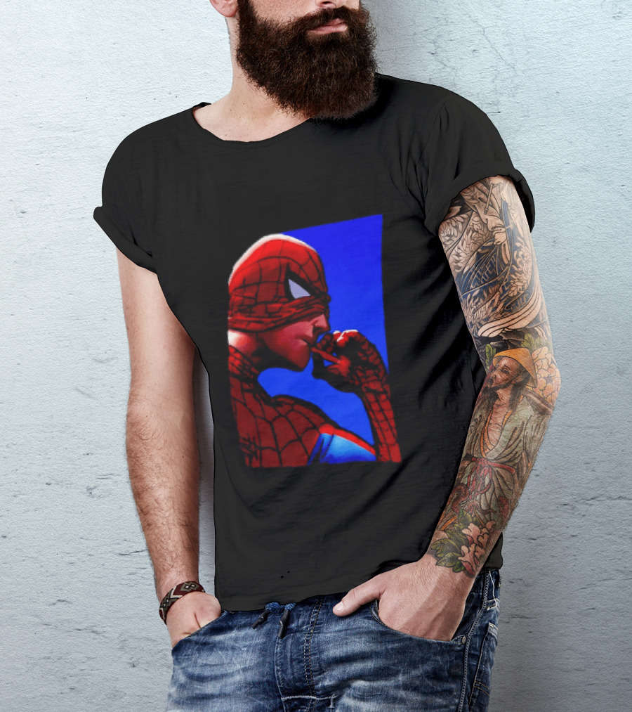 Spider Man Smoking Reaction Meme Awkward Superhero T-Shirt