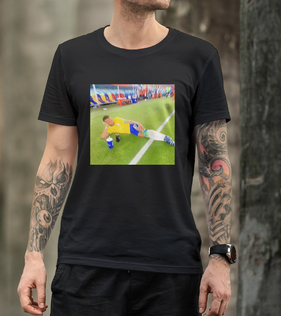 Neymar Jr Brazil Number 10 Relaxing Pitch Meme Iconic Soccer Moment T-Shirt