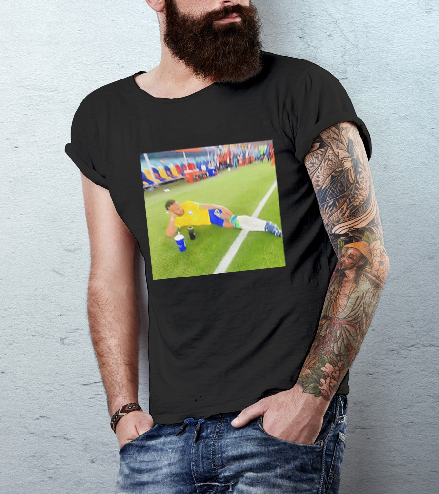 Neymar Jr Brazil Number 10 Relaxing Pitch Meme Iconic Soccer Moment T-Shirt