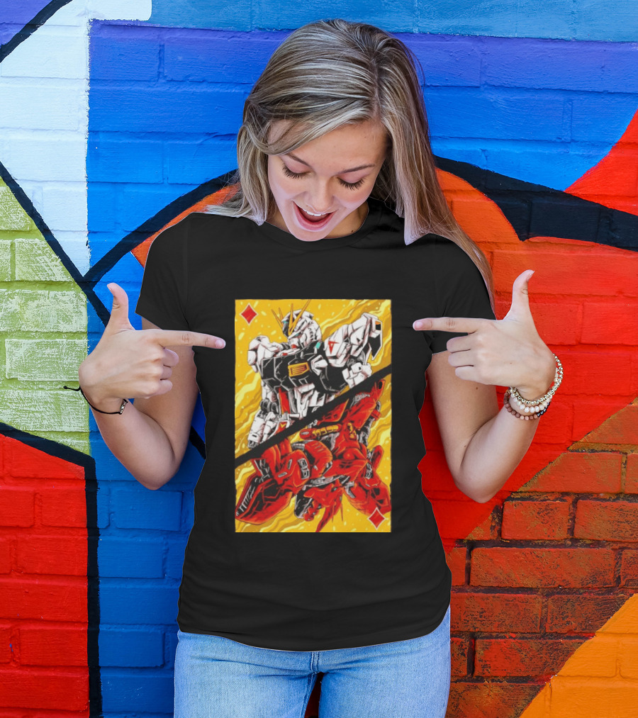 Nu Gundam Sazabi Mobile Suit Gundam Char's Counterattack Playing Card T-Shirt