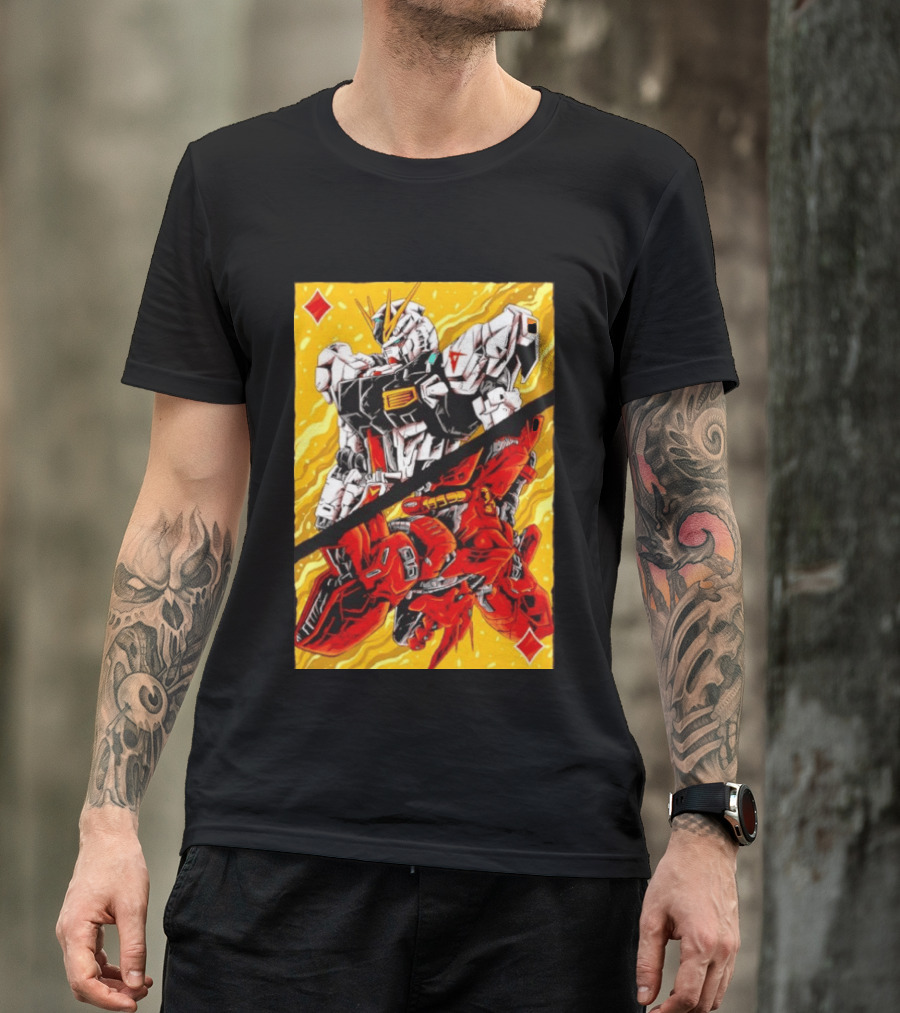 Nu Gundam Sazabi Mobile Suit Gundam Char's Counterattack Playing Card T-Shirt