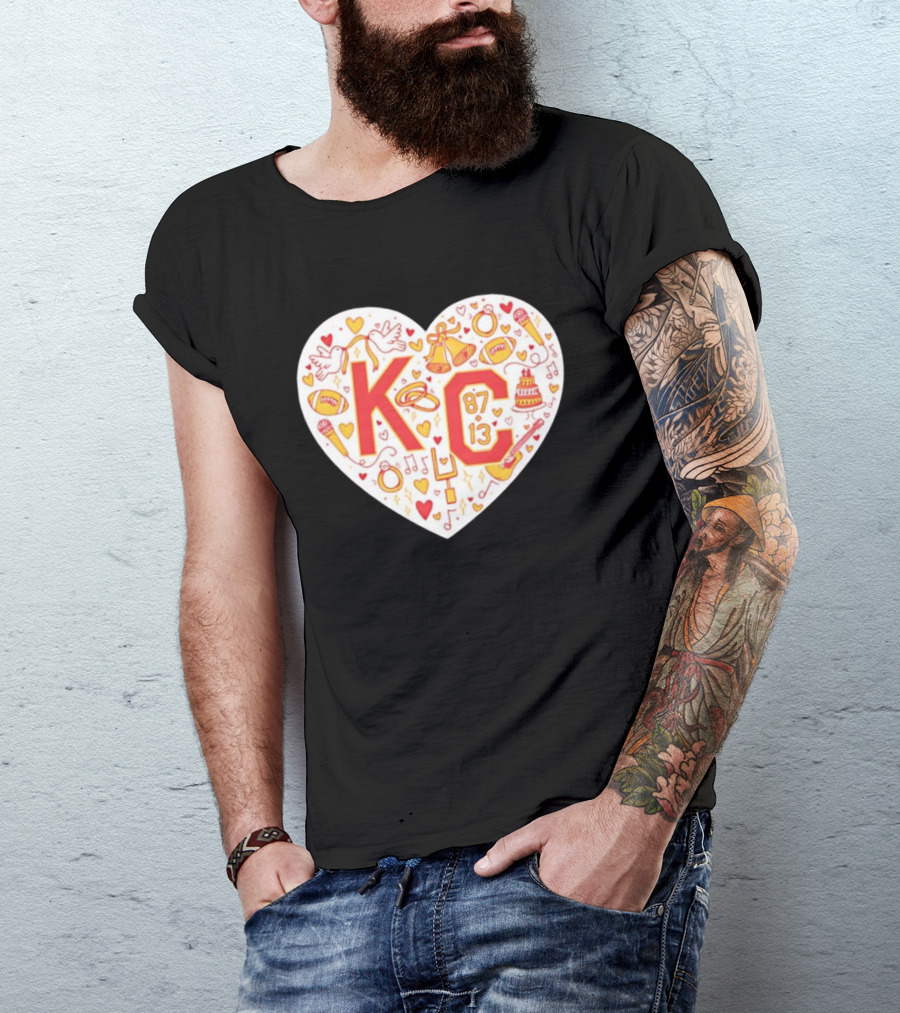 Travis Kelce Taylor KC 87 13 Kansas City Chiefs Football Love Heart T-Shirt