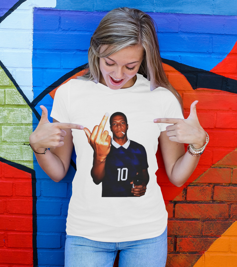 Kylian Mbappe Number 10 Edgy Gesture With Cigarette And Drink T-Shirt