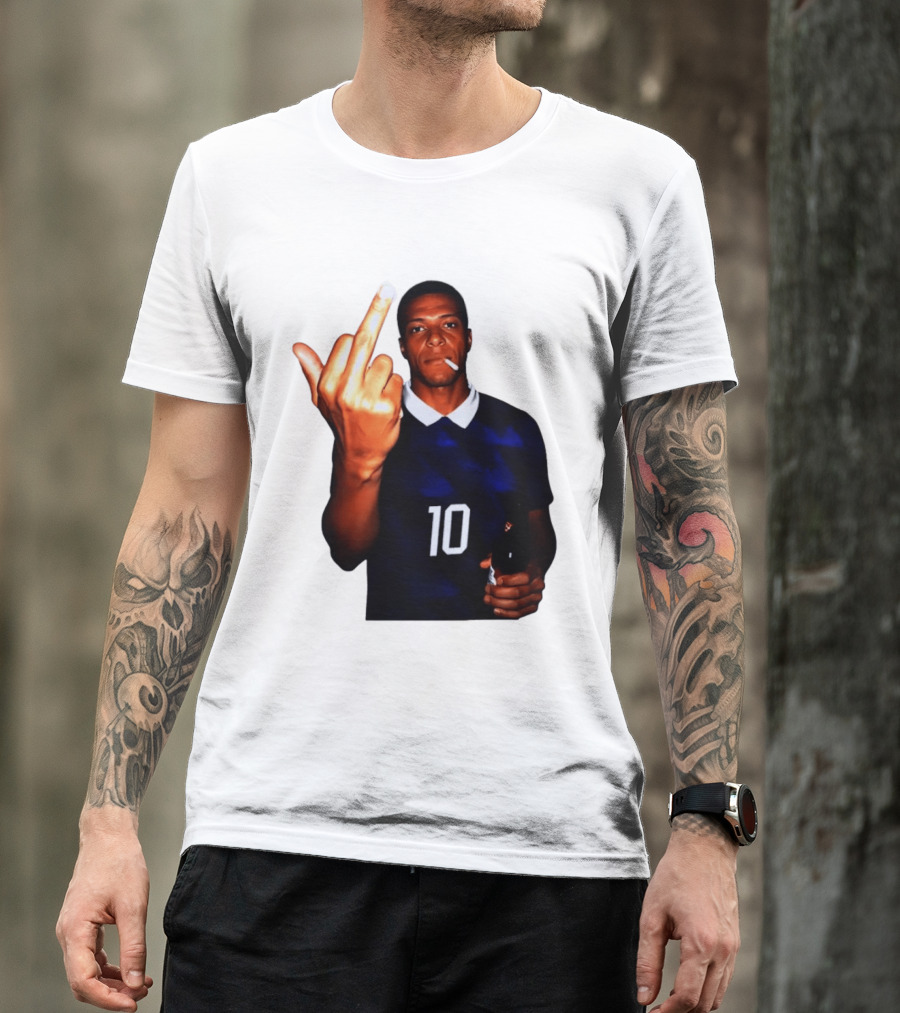 Kylian Mbappe Number 10 Edgy Gesture With Cigarette And Drink T-Shirt
