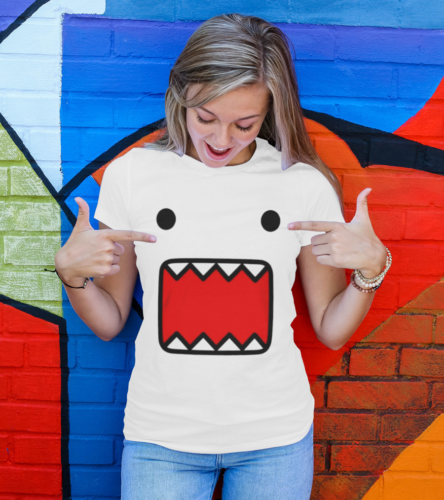 Domo Face Red And Pink Contrast T-Shirt