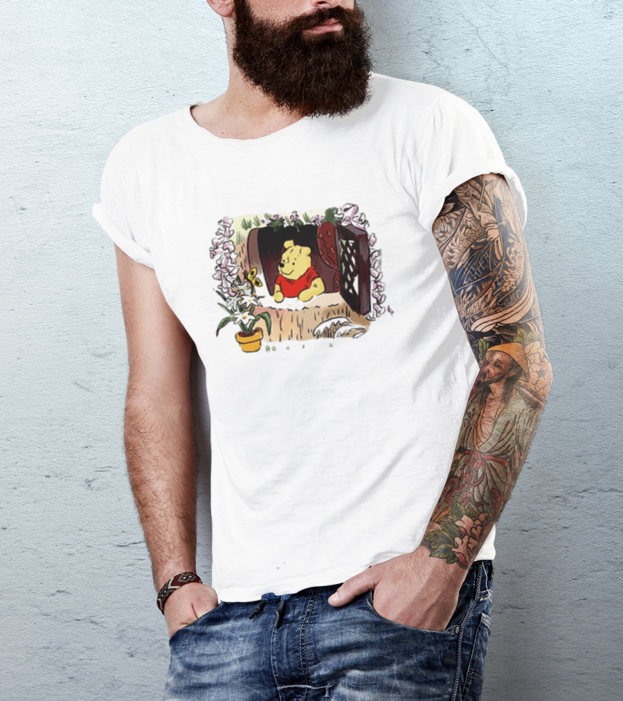 Winnie The Pooh Breathe It's A New Day Inspirational Morning Window Scene T-Shirt