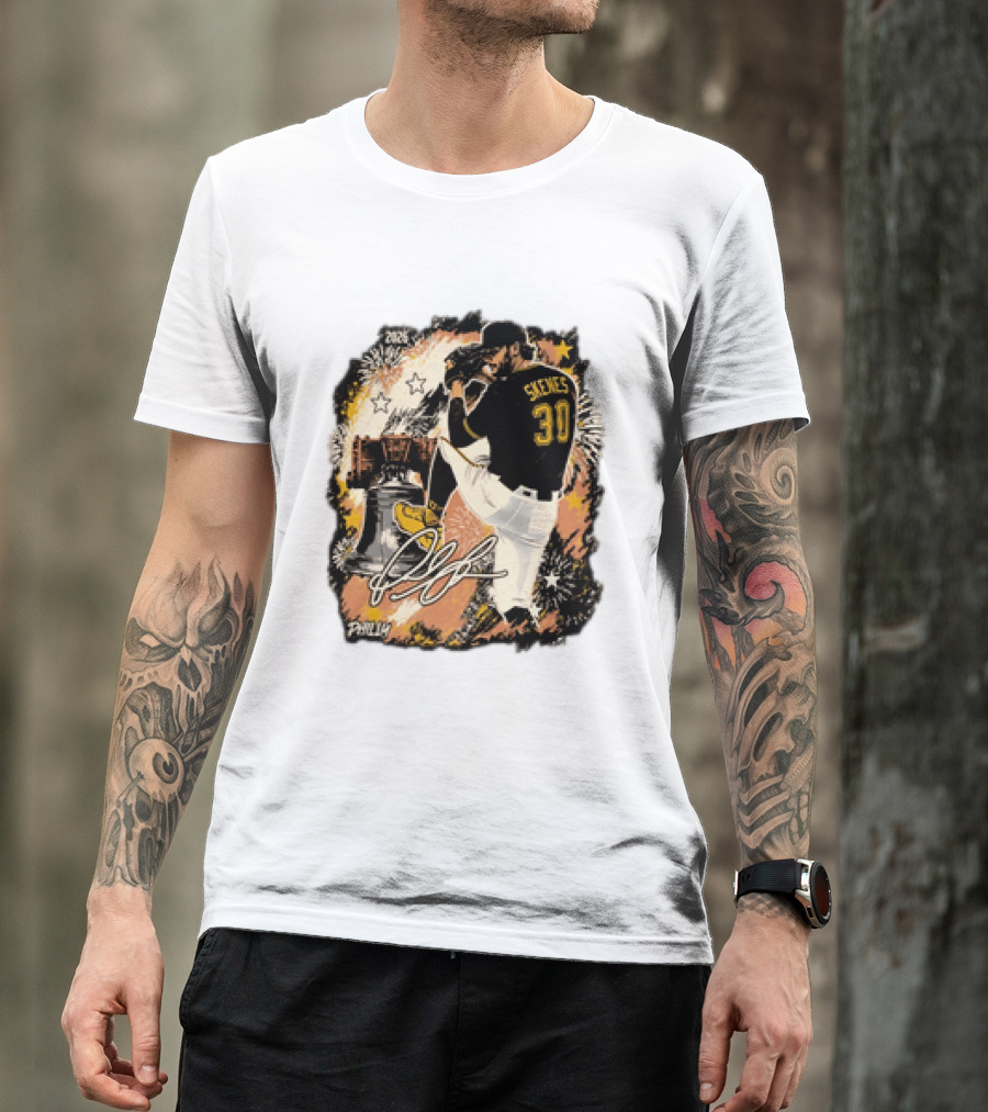 Pittsburgh Pirates Paul Skenes 30 MLB Players All Star Philly Collaboration Liberty Bell Fireworks T-Shirt