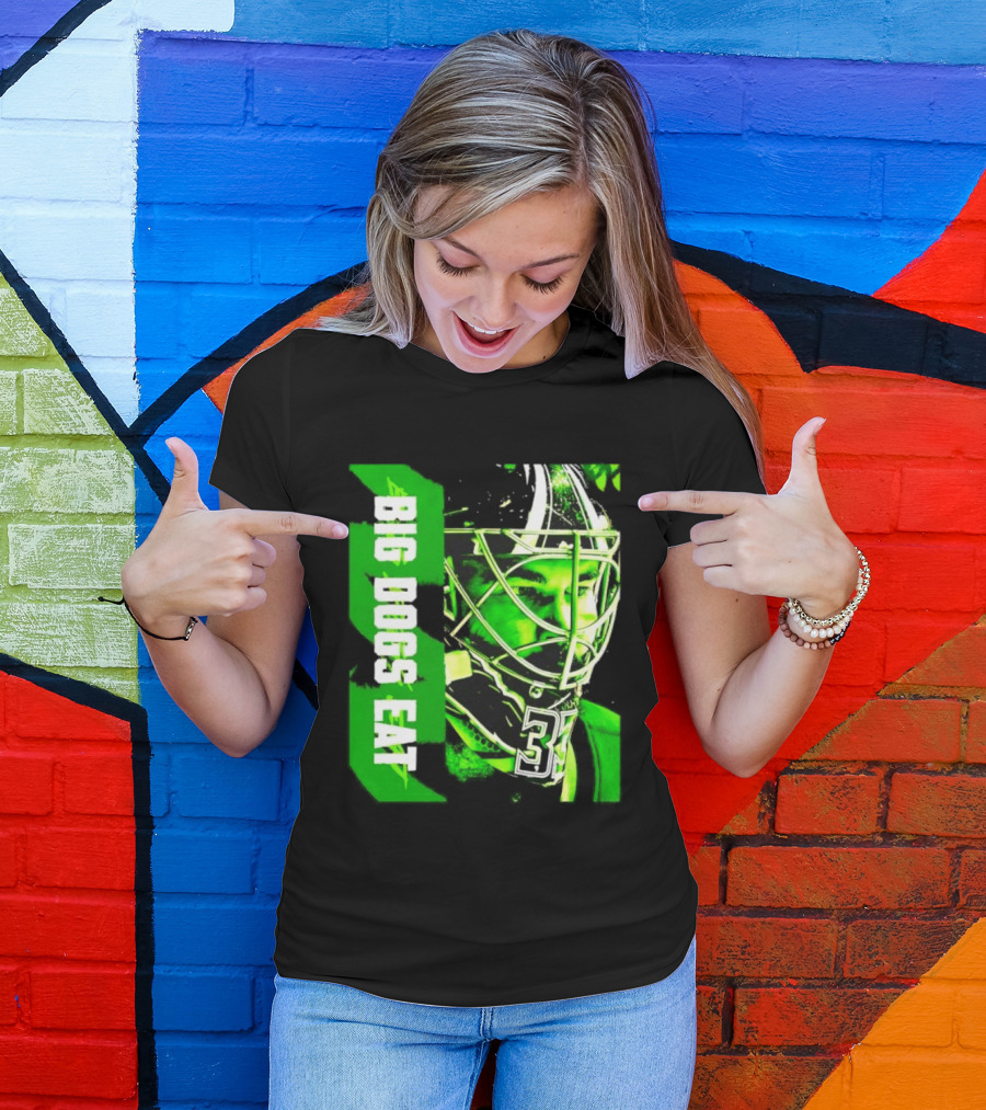 Big Dogs Eat Hockey Goalie 33 Green Masked Player T-Shirt