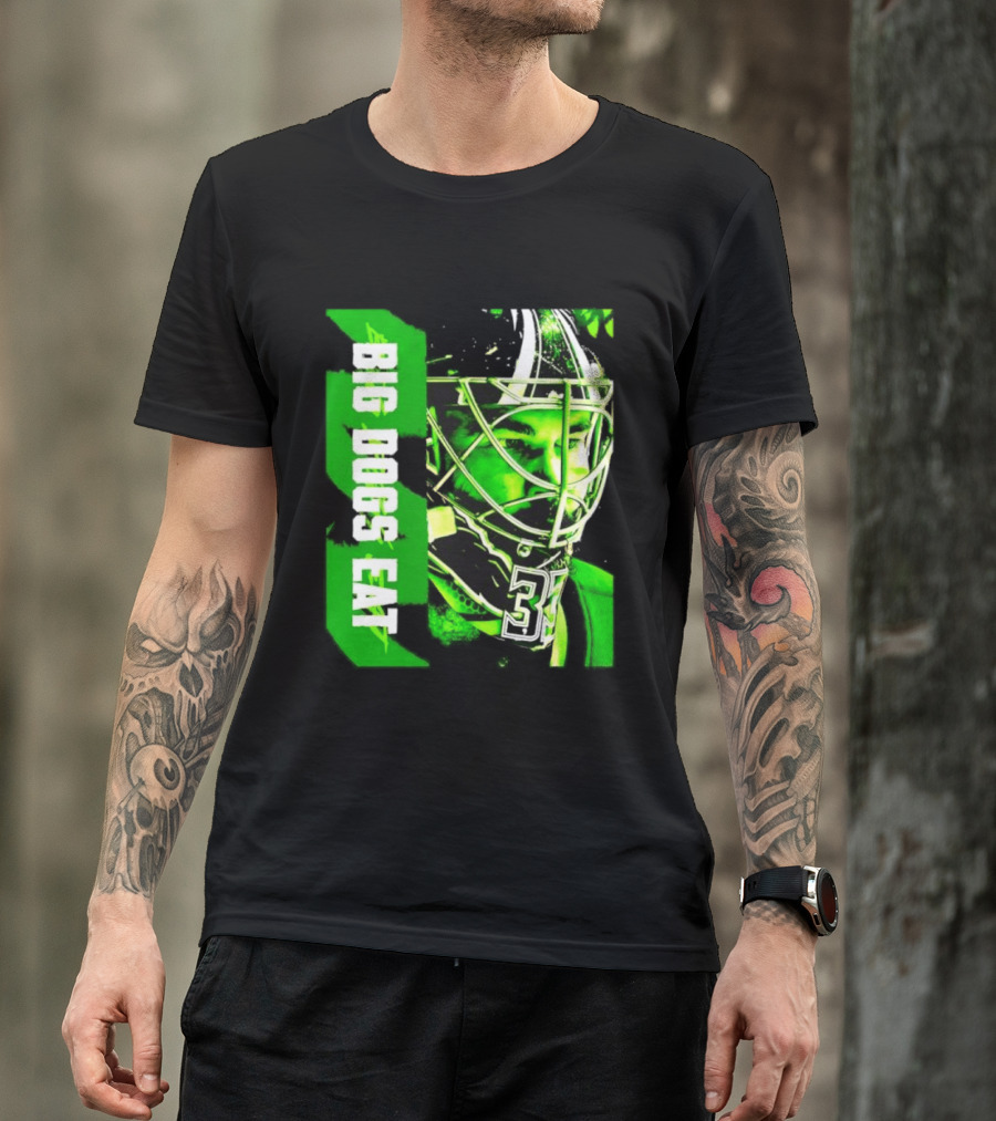 Big Dogs Eat Hockey Goalie 33 Green Masked Player T-Shirt