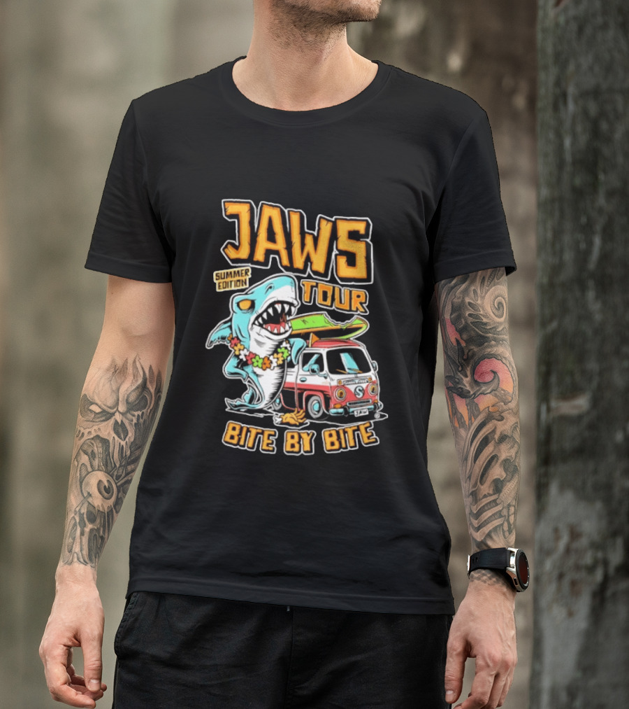 Jaws Tour Summer Edition Bite By Bite Surf Van Adventure T-Shirt