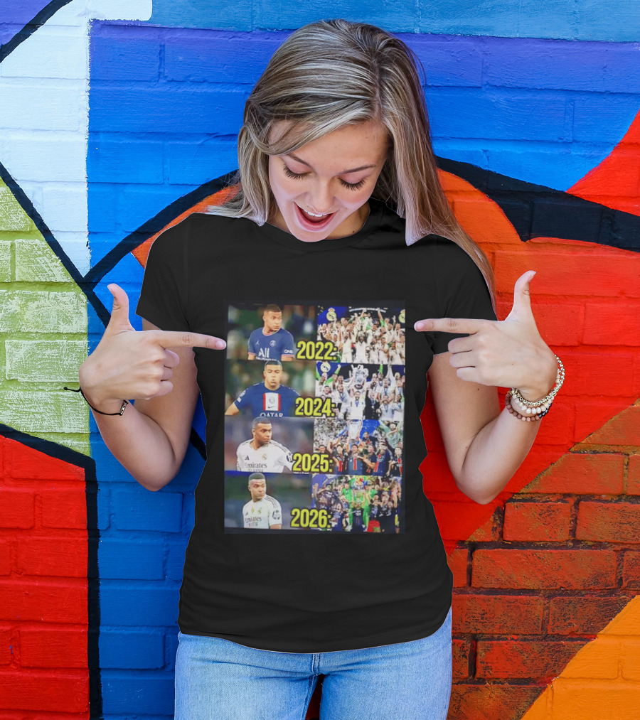 Kylian Mbappé PSG 2022 Qatar 2024 Real Madrid Emirates 2025 2026 Career Moments T-Shirt