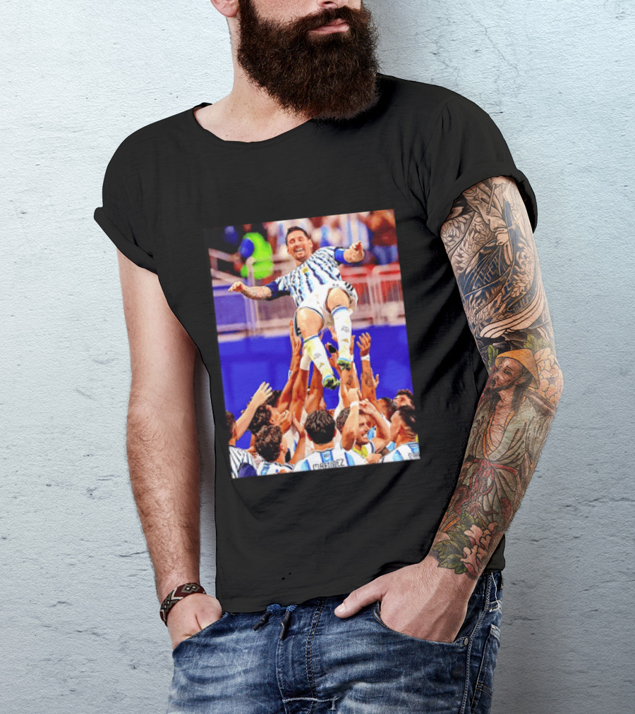 Lionel Messi Argentina Victory Celebration Team Lift T-Shirt