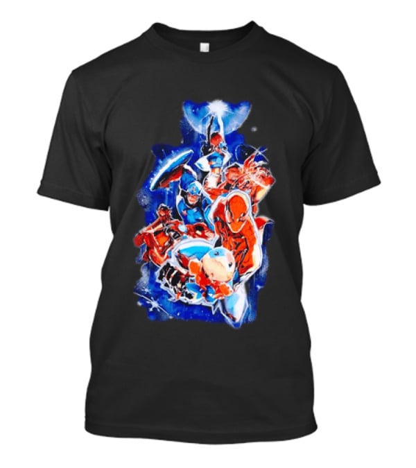 Marvel Captain America Spider Man Doctor Strange Avengers Team Mashup T-Shirt