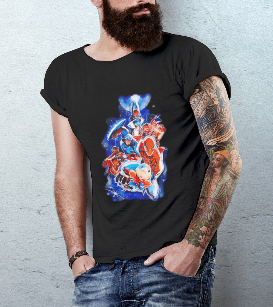 Marvel Captain America Spider Man Doctor Strange Avengers Team Mashup T-Shirt