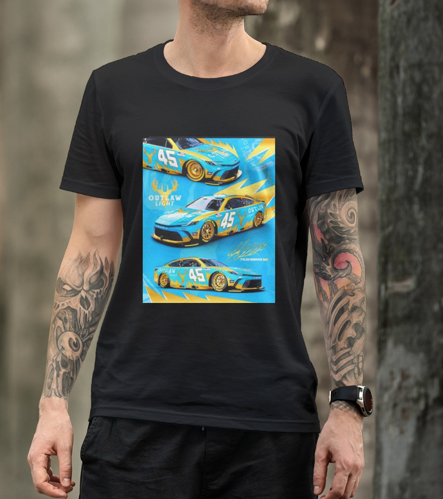 Tyler Reddick 45 Outlaw Light NASCAR Cup Series Toyota Camry Racing Car T-Shirt