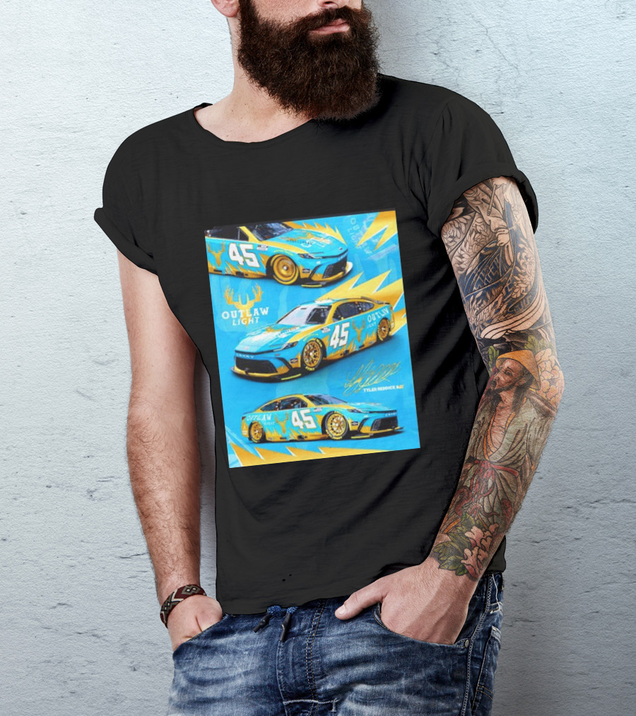 Tyler Reddick 45 Outlaw Light NASCAR Cup Series Toyota Camry Racing Car T-Shirt