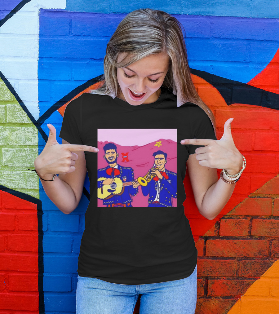 USA Mariachi Musicians Mexican Culture Guitar Trumpet Stars Mountains T-Shirt