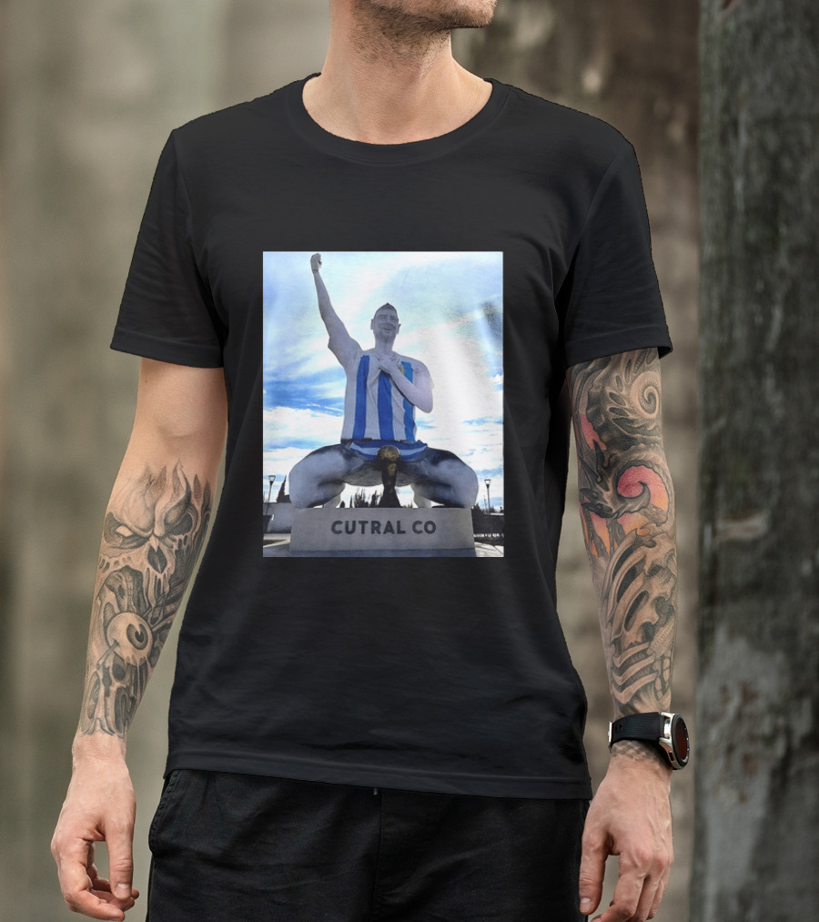 Messi Argentina Sculpture Cutral Co Legendary Statue Victory Celebration T-Shirt