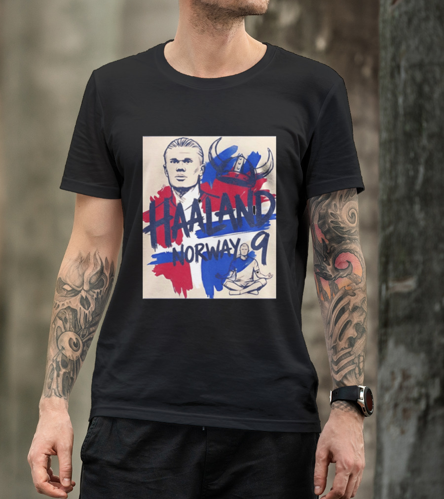 Norway Haaland Number 9 Viking Helmet Football T-Shirt