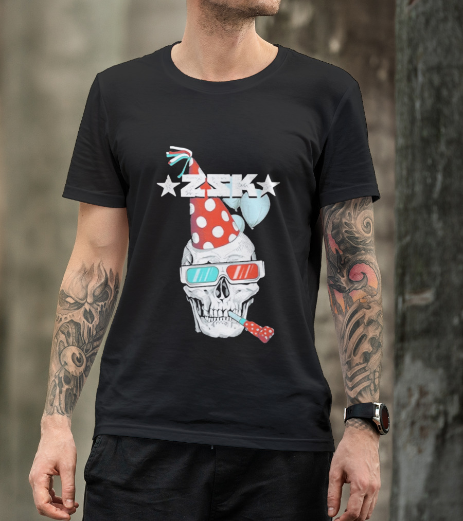 ZSK Skull Party Hat 3D Glasses Fun T-Shirt