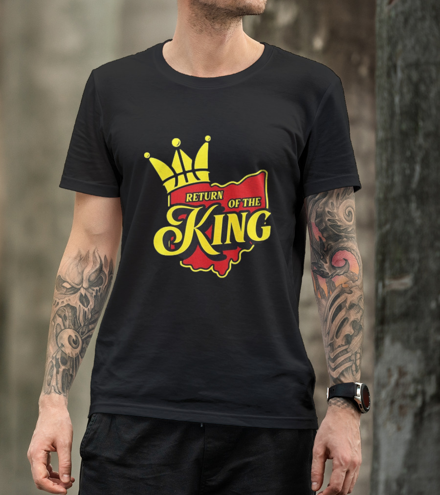 Return Of The King LeBron James Cleveland Cavaliers Basketball Crown Ohio Map T-Shirt