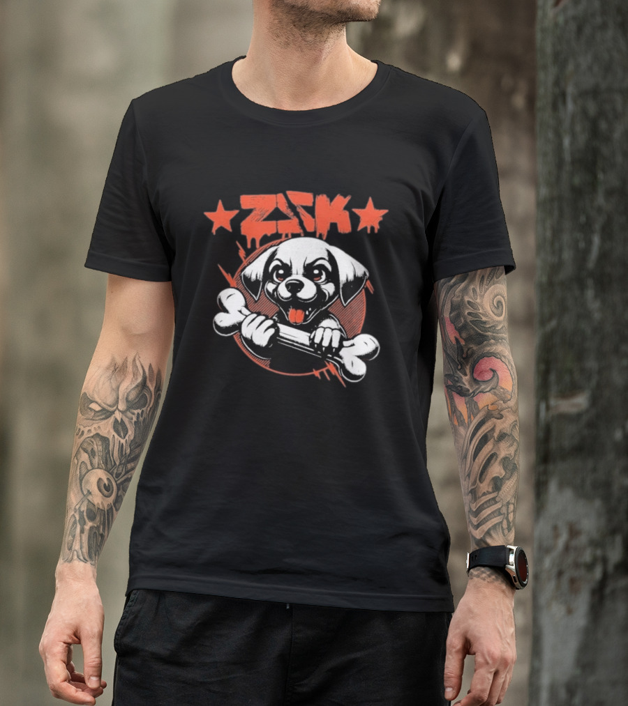 ZSK Welpe Dog Holding Bone With Stars T-Shirt