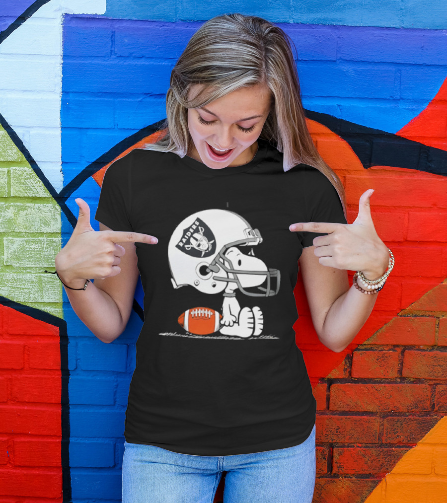 Snoopy Las Vegas Raiders Football Helmet Collaboration Peanuts NFL T-Shirt