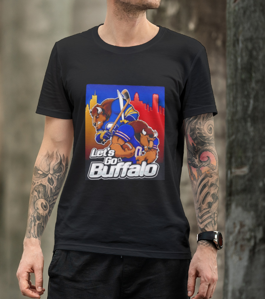 Let's Go Buffalo City Sports Teams Hockey Football Collage T-Shirt