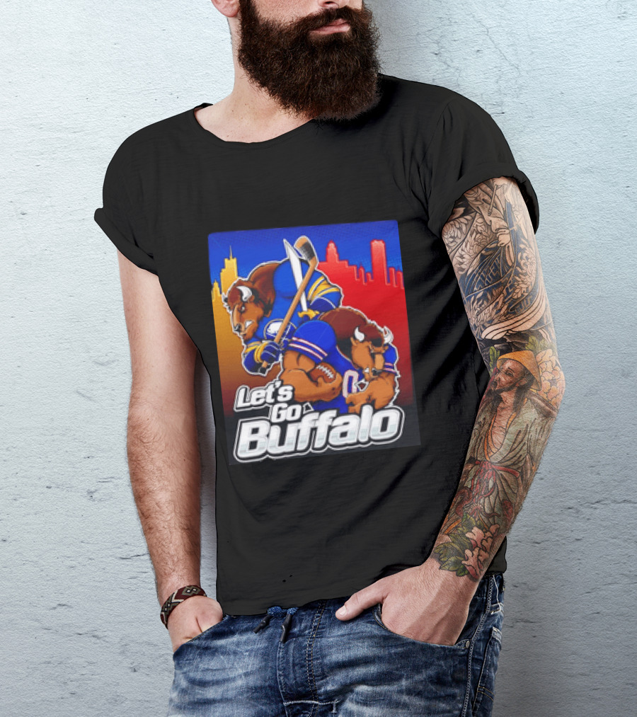 Let's Go Buffalo City Sports Teams Hockey Football Collage T-Shirt